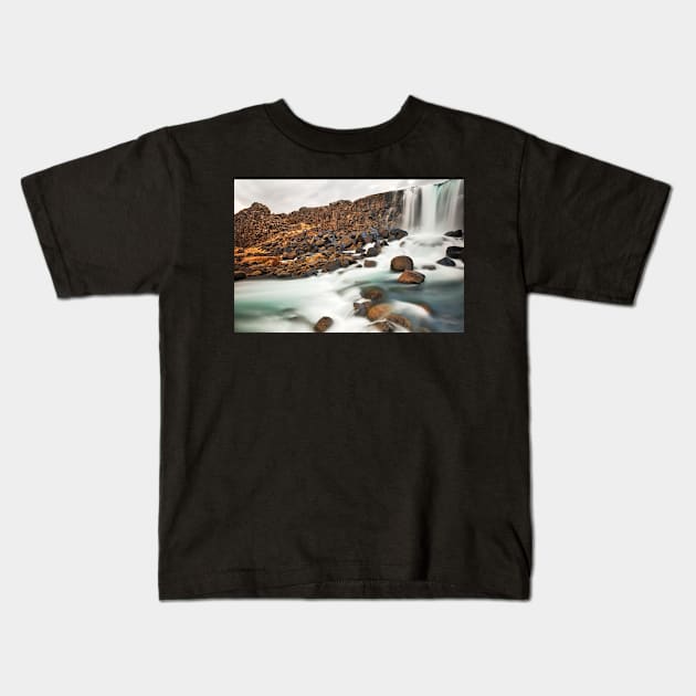 Oxararfoss Kids T-Shirt by somadjinn